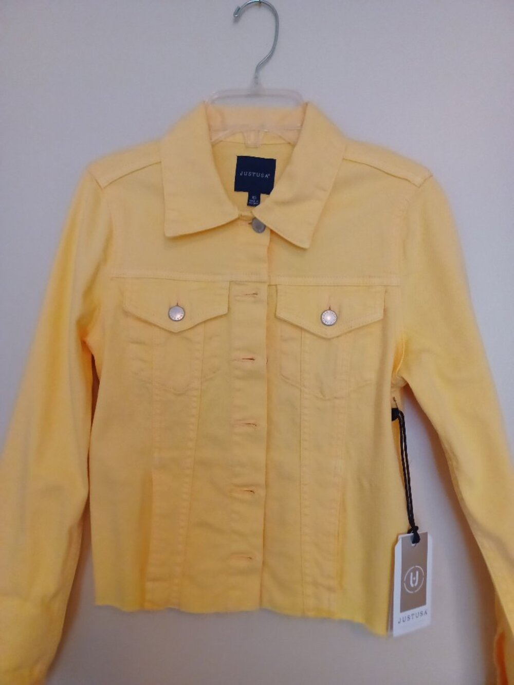 NWT - Just USA Scissor-Cut Denim Jacket Size XS in Yellow